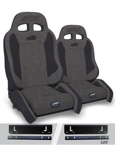 EnduroCrawl Reclining Suspension Seats Kit for 97-02 Jeep Wrangler TJ (Pair), Gray