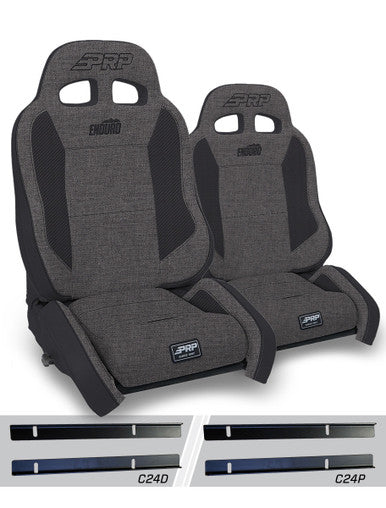 EnduroCrawl Reclining Suspension Seats Kit for 03-06 Jeep Wrangler TJ (Pair), Gray