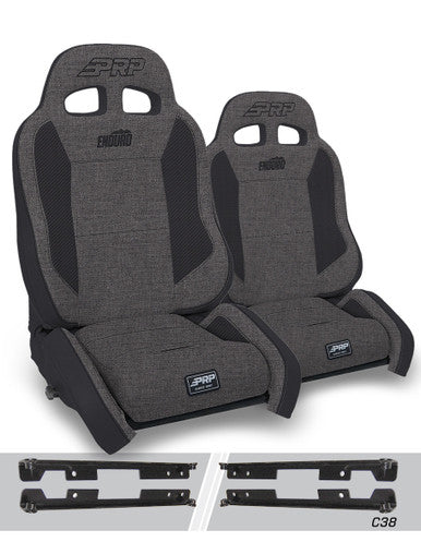 EnduroCrawl Reclining Suspension Seats Kit for Jeep Wrangler JK/JKU (Pair), Gray