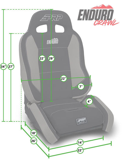 EnduroCrawl Reclining Suspension Seat, Black & Green Tweed