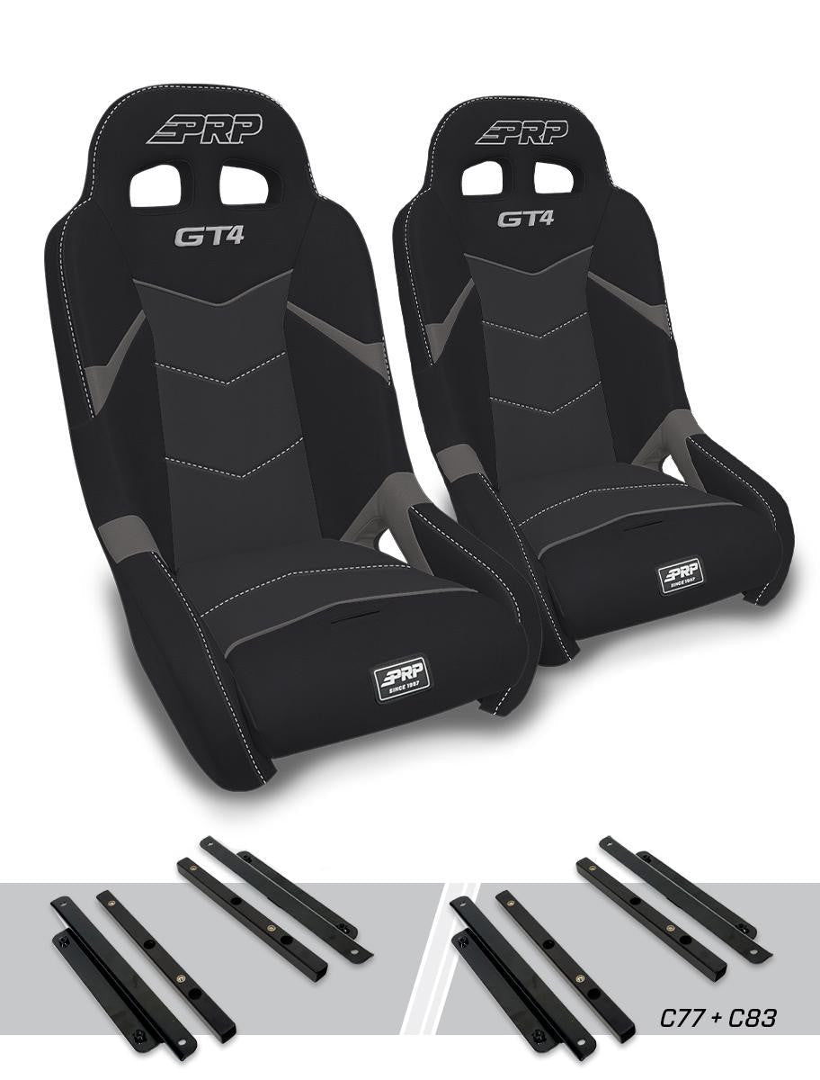 GT4 Suspension Seats Kit for Polaris General, RZR S 900, 900 Trail, Trail, XP 1000, Turbo, Turbo S, RS1 (Pair)