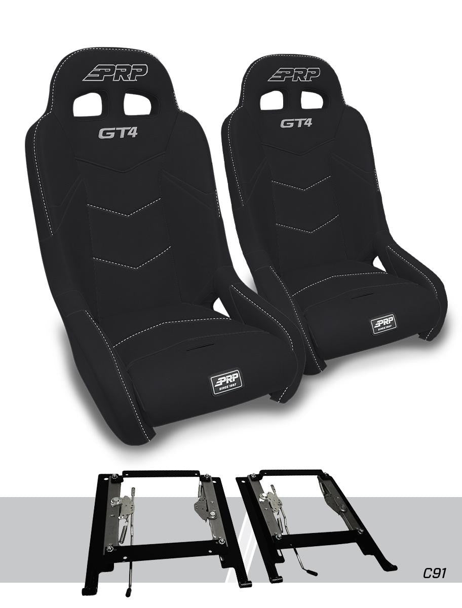 GT4 Suspension Seats Mount & Slider Kit for Can-Am Maverick X3 & Maverick R (Pair),  Black