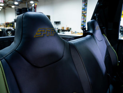 Rear Bench Seat Covers for Polaris XPEDITION, Black with Red Stitch