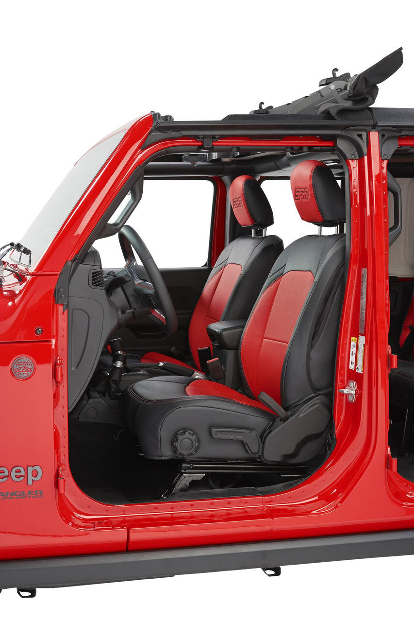 Front Seat Covers for Jeep Wrangler JL, 2 door; with Pocket Back (Pair) - Black and