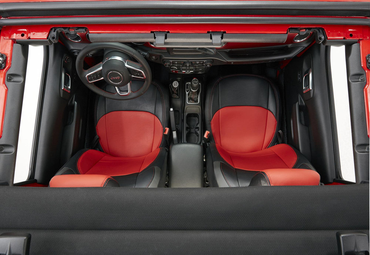 Front Seat Covers for Jeep Wrangler JL, 2 door; with Pocket Back (Pair) - Black and