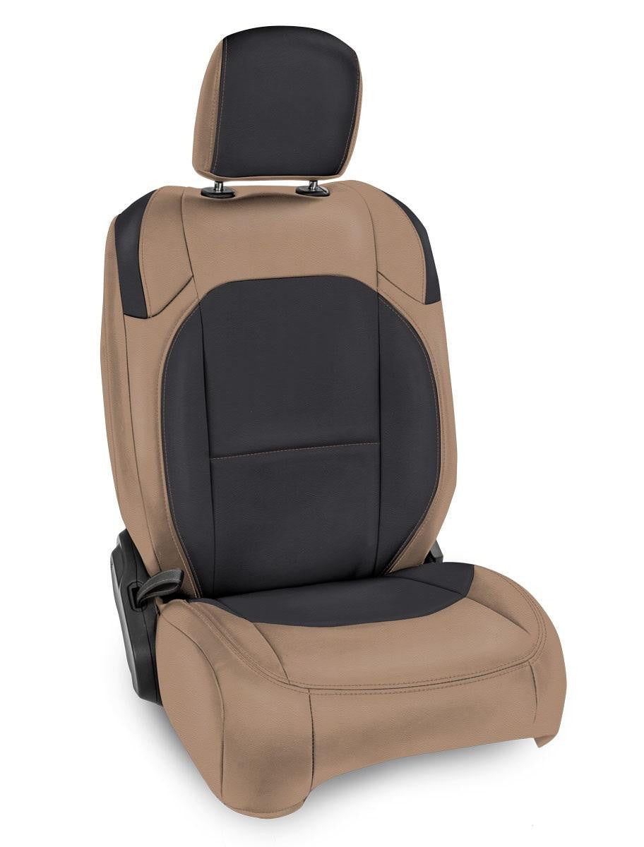 Front Seat Covers for Jeep Wrangler JL, 2 door; with Molle Back (Pair) - Black and tan