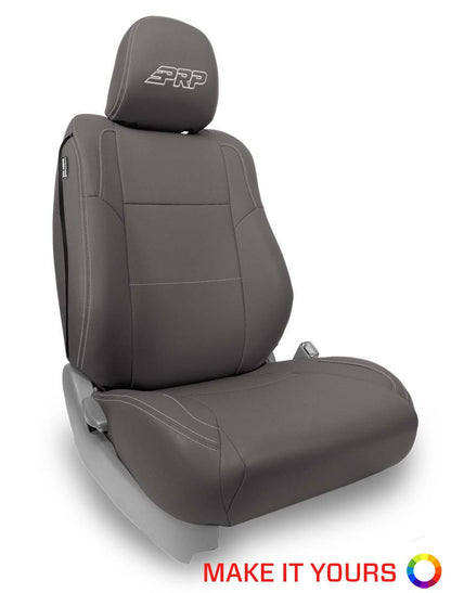 Front Seat Covers for '12-'15 Toyota Tacoma; Fold Flat Edition (Pair) - Black and grey