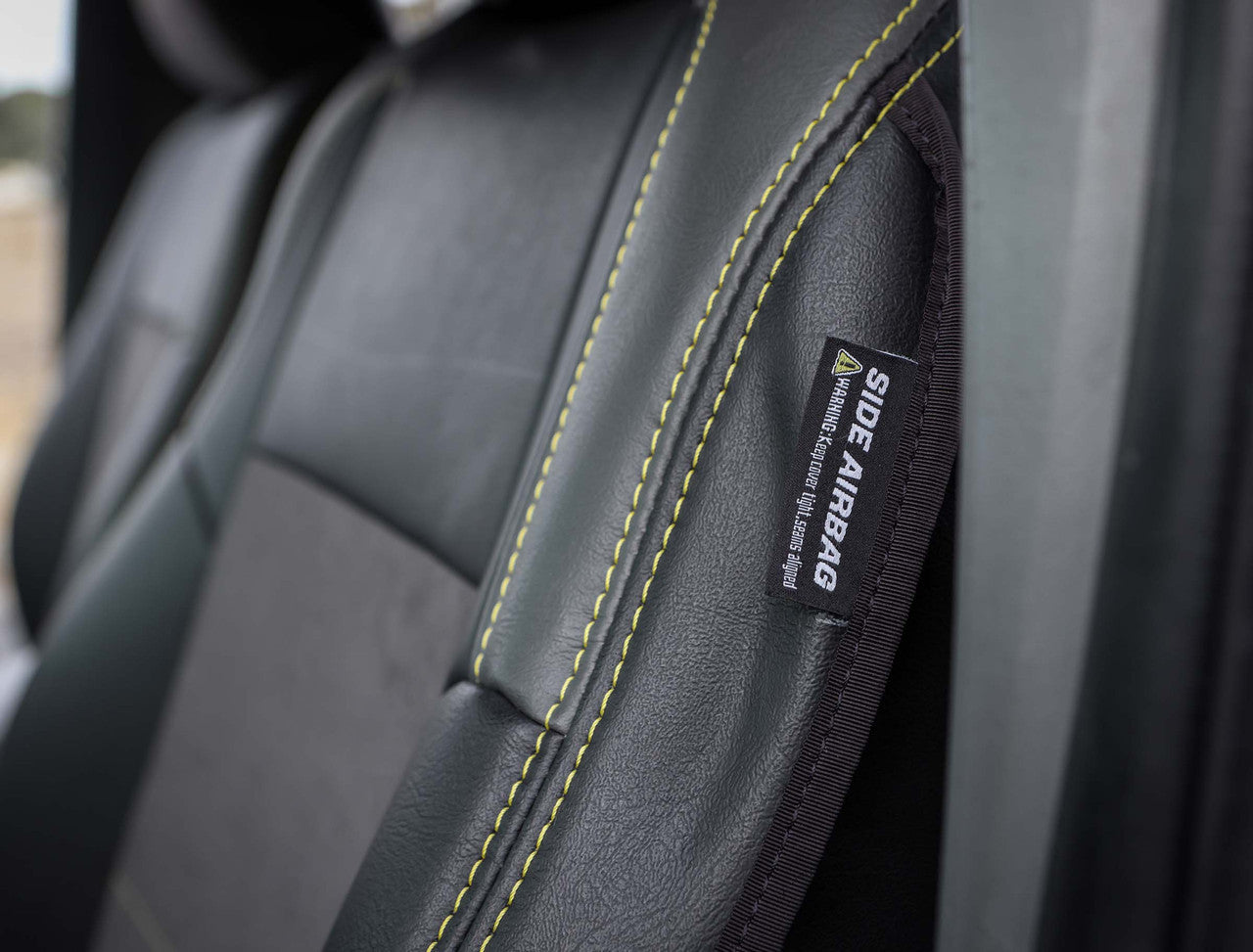 Front Seat Covers for '12-'15 Toyota Tacoma; Fold Flat Edition (Pair) - Black and grey