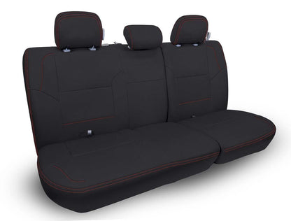 Rear Bench Cover for '12-'15 Toyota Tacoma Double Cab - Black with Red Stitching
