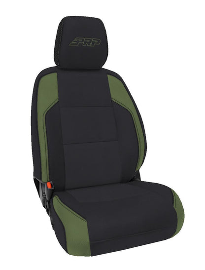 Front Seat Covers for 2016-2023 Toyota Tacoma with Manual Seat Adjusters (Pair) - Black with Red Stitching