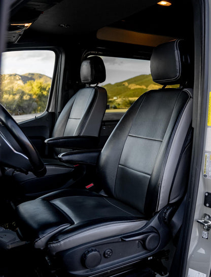 Front Seat Covers for 2019+ Mercedes Sprinter Van (Pair) - All Black