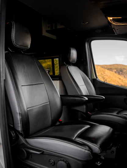 Front Seat Covers for 2019+ Mercedes Sprinter Van (Pair) - All Black