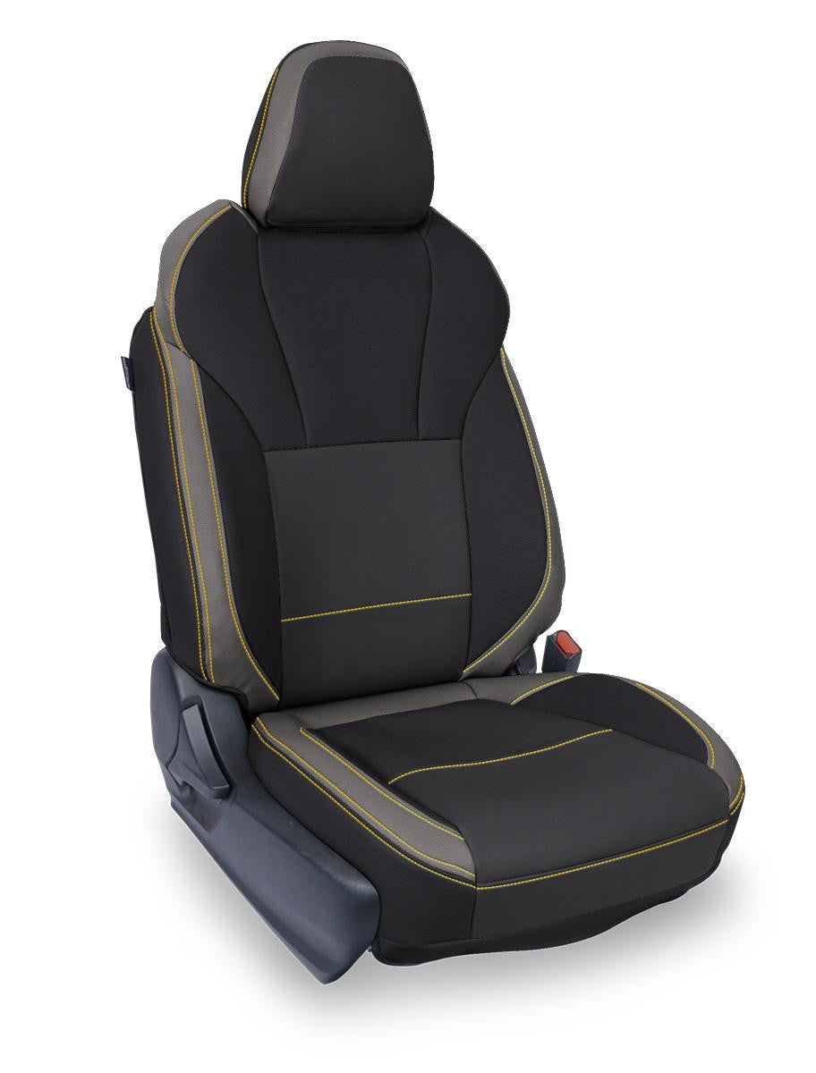 Front Seat Covers for 2018-2023 Subaru Crosstrek (Pair) - Black with Red Stitch