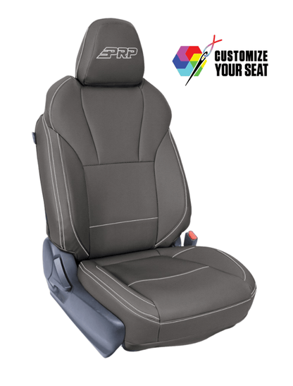 Front Seat Covers for 2018-2023 Subaru Crosstrek (Pair) - Black with Red Stitch