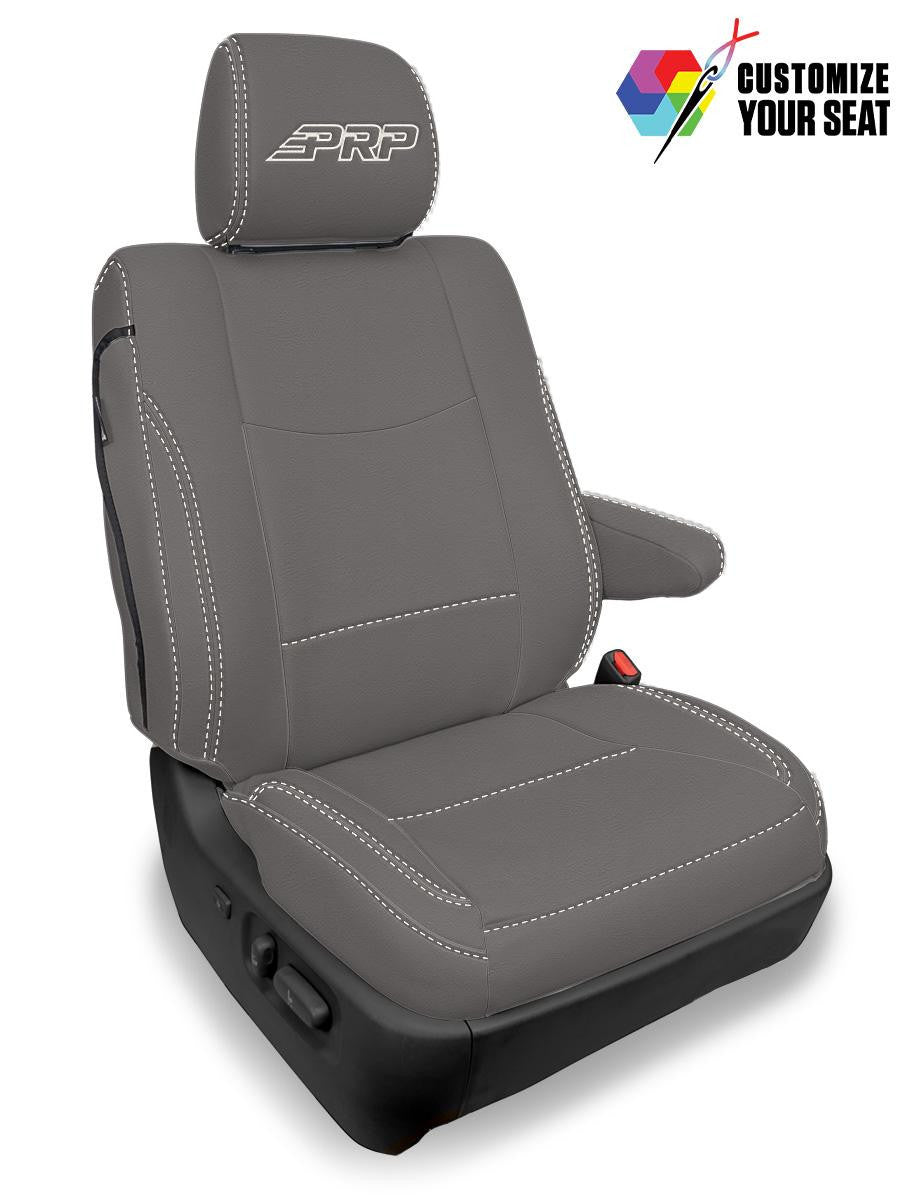 Front Seat Covers for 2003-2009 Lexus GX470 (Pair) - Black with Red Stitch
