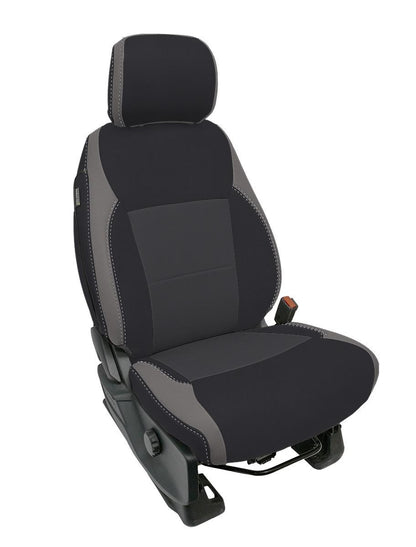 Front Seat Covers for 2021+ Ford F150, 2023+ Super Duty with Standard Seats, Black with Red Stitch