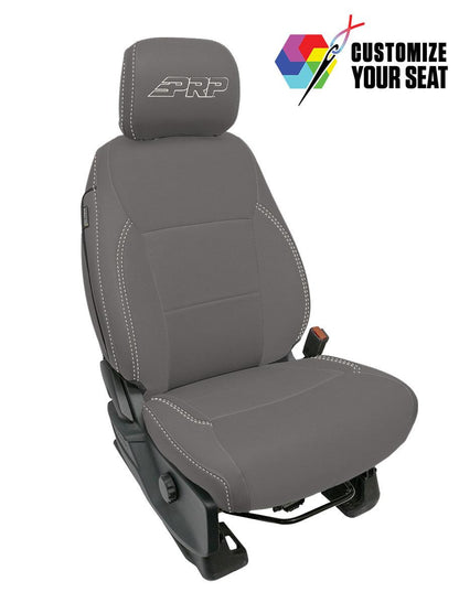 Front Seat Covers for 2021+ Ford F150, 2023+ Super Duty with Standard Seats, Black with Red Stitch
