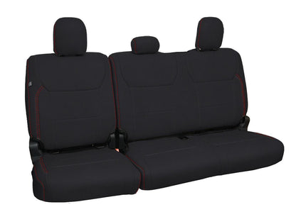 Rear Bench Seat Covers for 2021+ Ford F150, 2023+ Super Duty, Black with Red Stitch