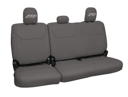 Rear Bench Seat Covers for 2021+ Ford F150, 2023+ Super Duty, Black with Red Stitch