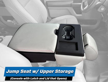 Center Jump Seat Cover w/ Upper Storage Console for 2015+ Ford F150, 2017+ Super Duty