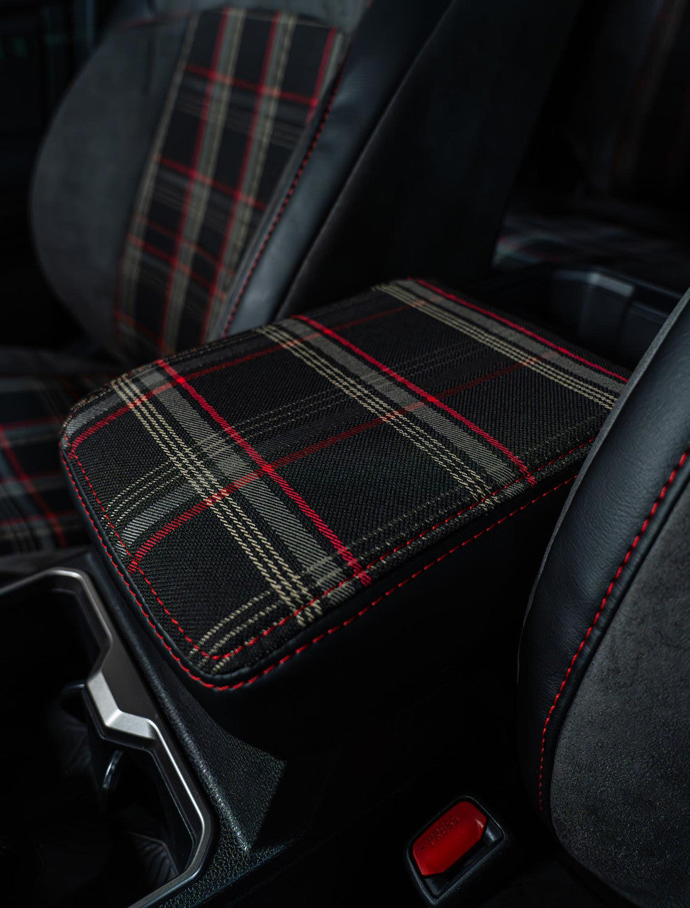 Center Console Cover for 2024+ Toyota Tacoma- Black with Red Stitch