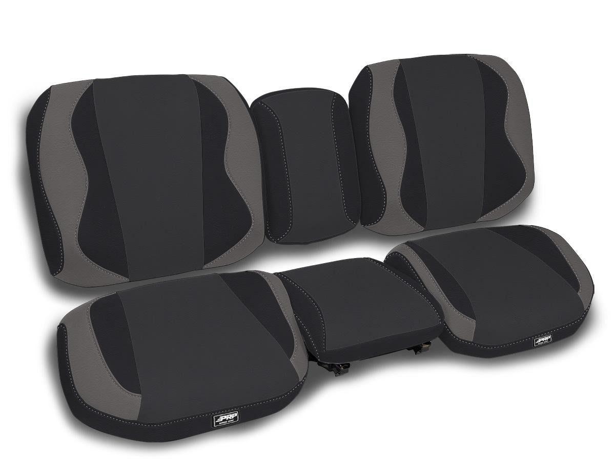 Seat Covers for 2018+ Can-Am Defender with High Bolster Seats (Pair) - Black with Red Stitch