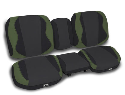 Seat Covers for 2018+ Can-Am Defender with High Bolster Seats (Pair) - Black with Red Stitch