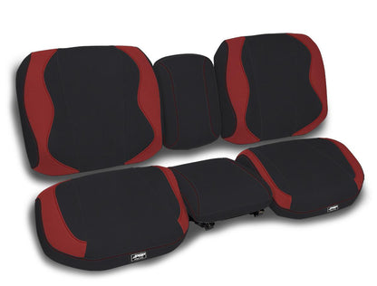 Seat Covers for 2018+ Can-Am Defender with High Bolster Seats (Pair) - Black with Red Stitch