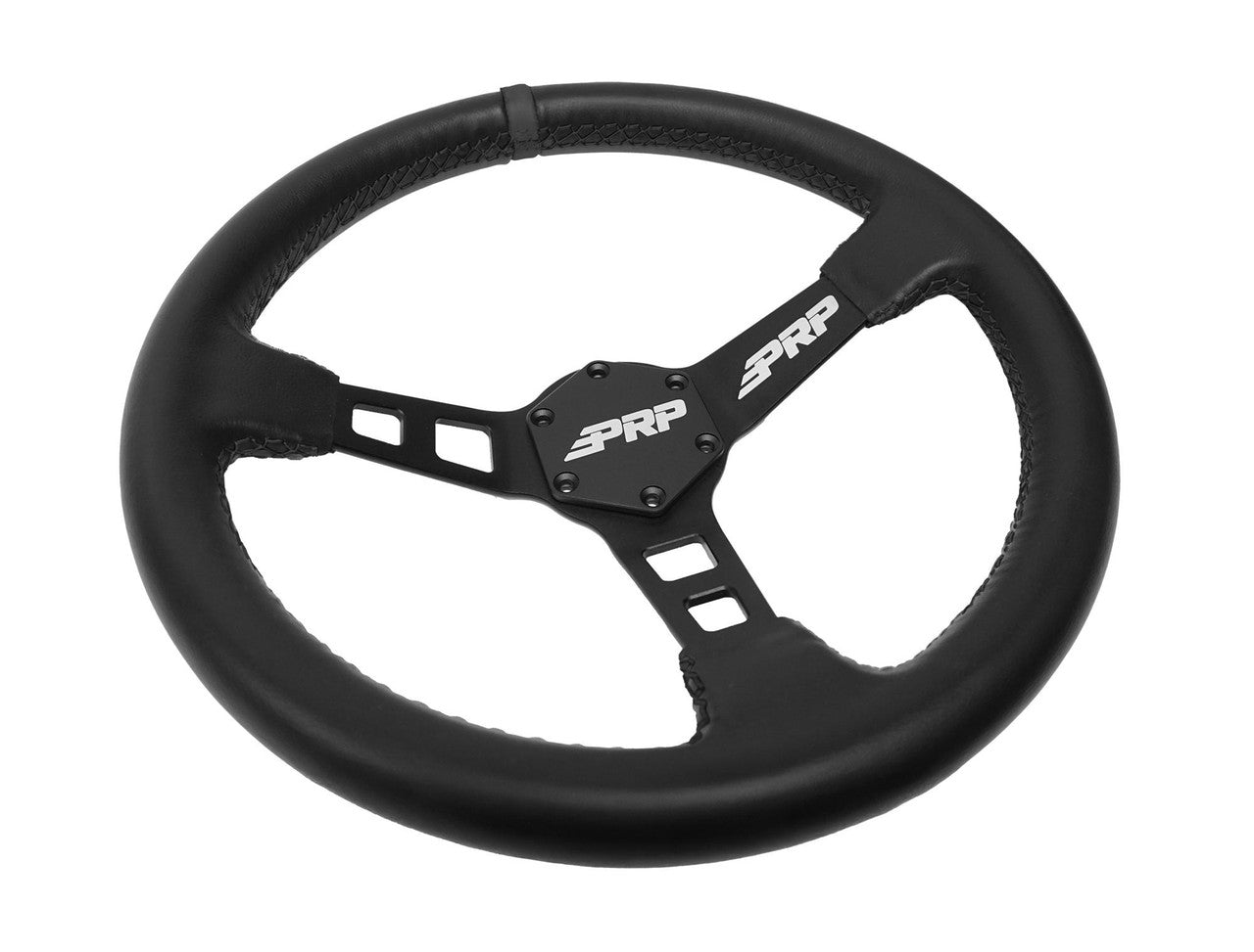 Deep Dish Leather Steering Wheel, Black