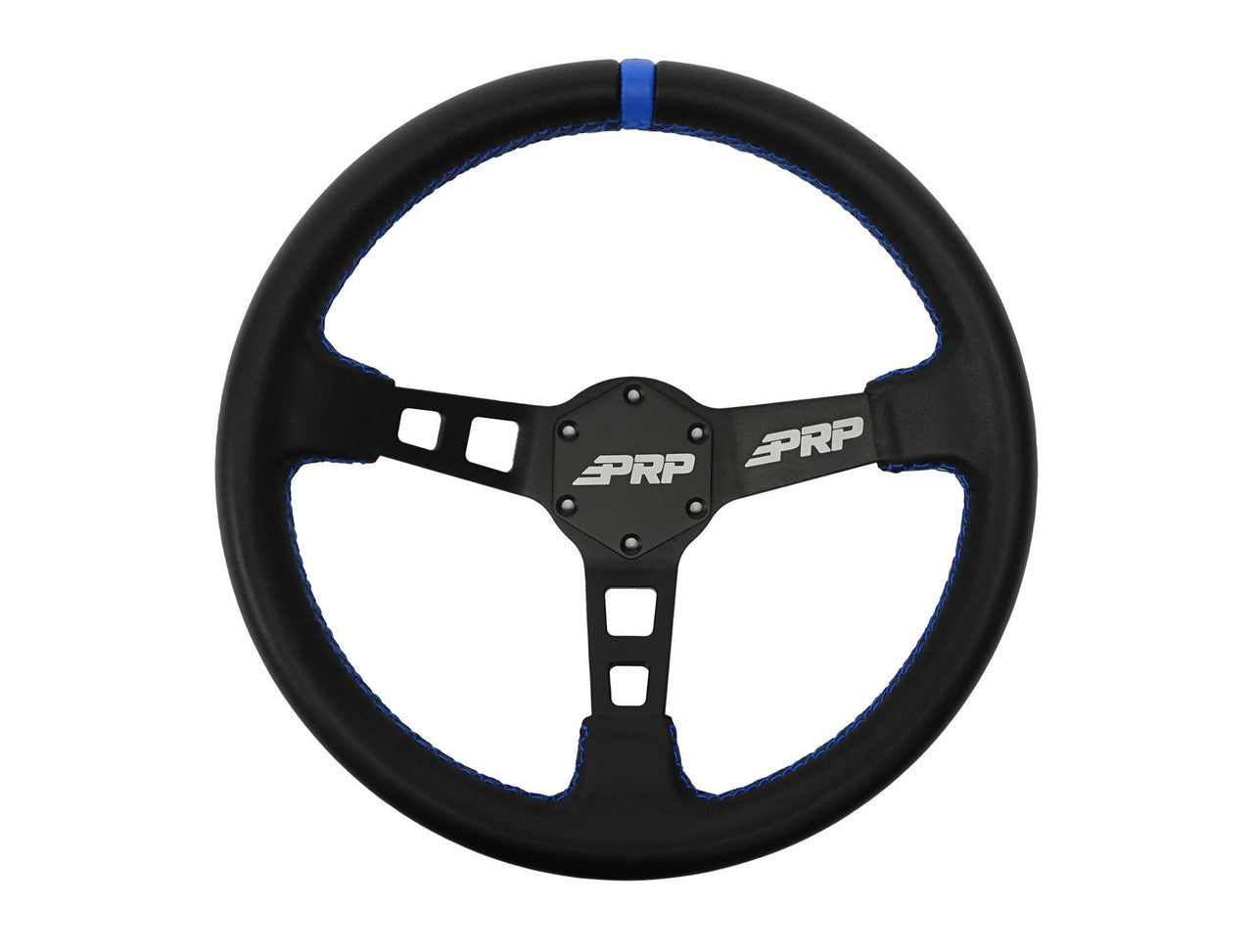 Deep Dish Leather Steering Wheel, Black