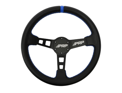 Deep Dish Leather Steering Wheel, Black