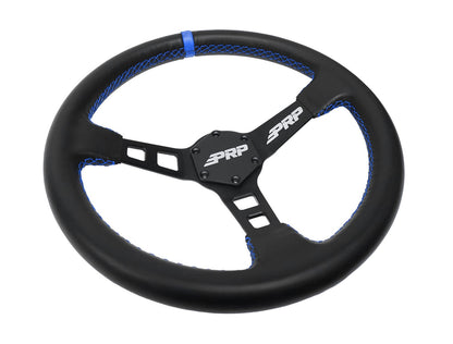 Deep Dish Leather Steering Wheel, Black