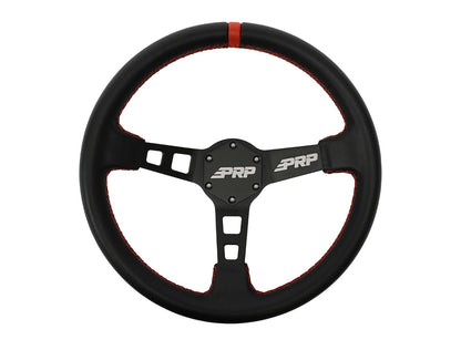 Deep Dish Leather Steering Wheel, Black