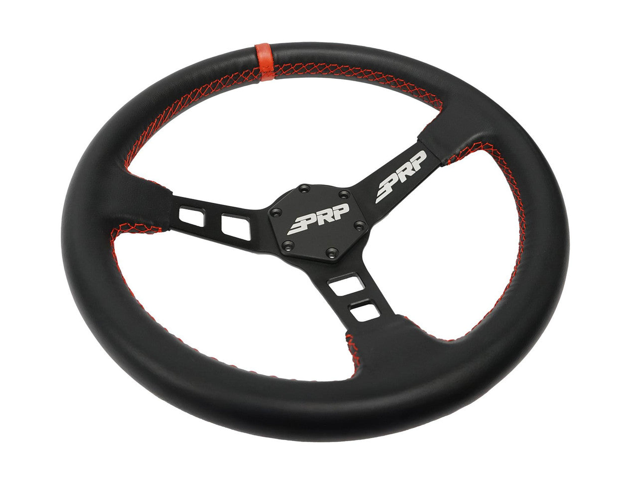 Deep Dish Leather Steering Wheel, Black