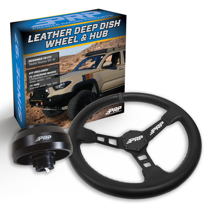 PRP Deep Dish Leather Steering Wheel Kit, Black with Adapter Hub for Toyota, Lexus, Scion and Subaru
