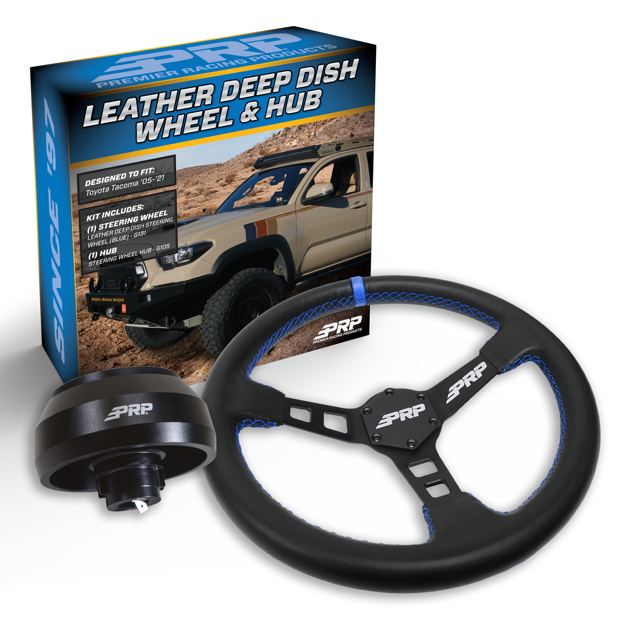 PRP Deep Dish Leather Steering Wheel Kit, Black with Adapter Hub for Toyota, Lexus, Scion and Subaru