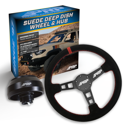 PRP Deep Dish Suede Steering Wheel Kit, Black with Adapter Hub for Toyota, Lexus, Scion and Subaru