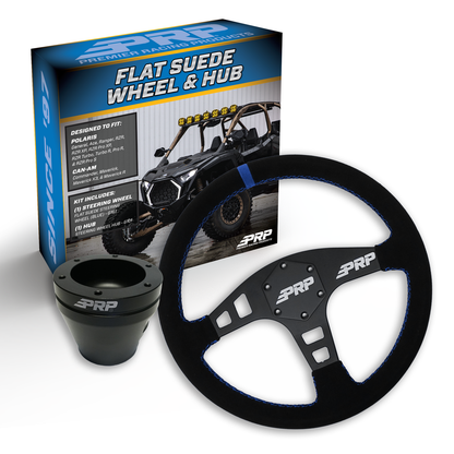 PRP Flat Suede Steering Wheel Kit, Black with UTV Hub for Polaris RZR, Can Am X3, Arctic Cat Wildcat, EZ-GO, GEM, John Deere Gator