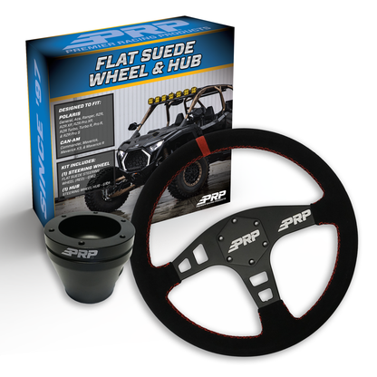 PRP Flat Suede Steering Wheel Kit, Black with UTV Hub for Polaris RZR, Can Am X3, Arctic Cat Wildcat, EZ-GO, GEM, John Deere Gator