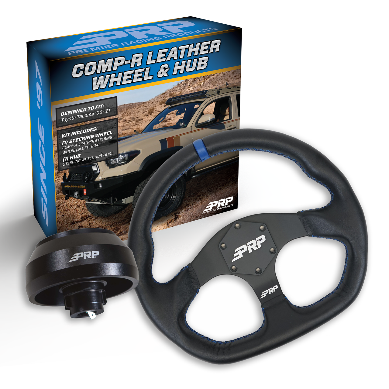 PRP Leather D-Shape Steering Wheel Kit, Black with Adapter Hub for Toyota, Lexus, Scion and Subaru