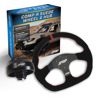 PRP Suede D-Shape Steering Wheel Kit, Black with Adapter Hub for Toyota, Lexus, Scion and Subaru