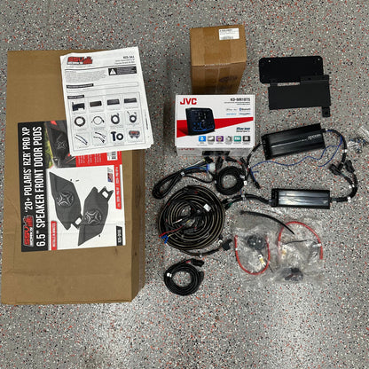 2019+ Polaris RZR PRO XP 3 Speaker Kit with JVC MR1 and 10" Kicker Sub w/ Enclosure(GARAGE SALE)