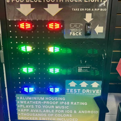 Install UTV 8-Pod Rock Light & 4FT LED Kool Whips