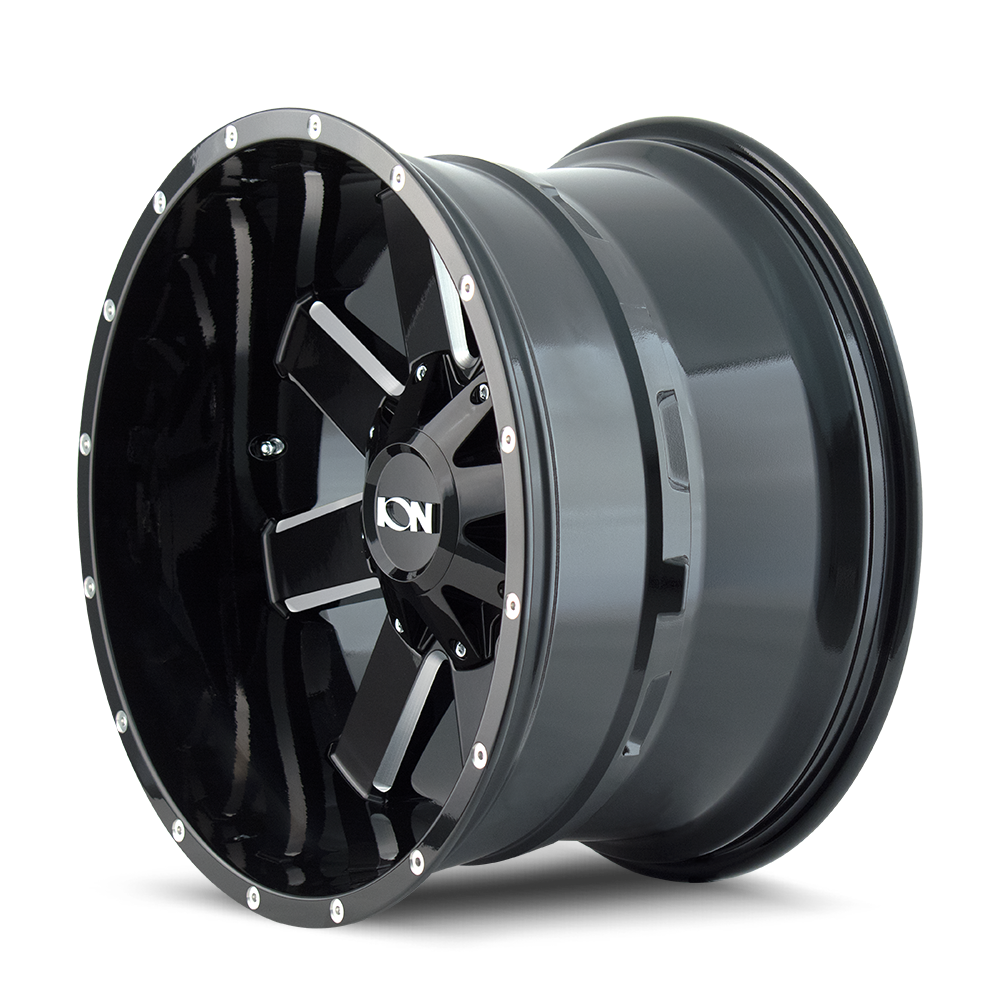 ION ALLOY ION 141 GLOSS BLACK MILLED 17X9 8-165.1 18MM 130.8MM