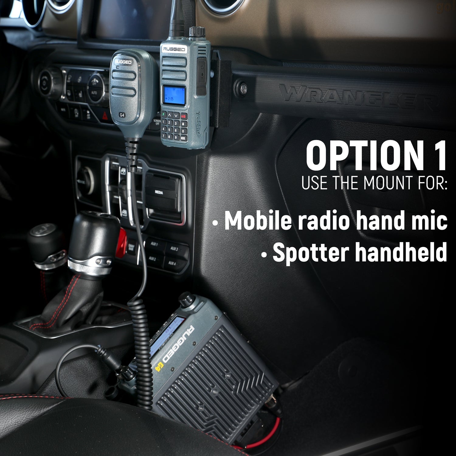 Handheld Radio Grab Bar Mount for Jeep Wrangler JK JKU JL and Gladiator JT - JK