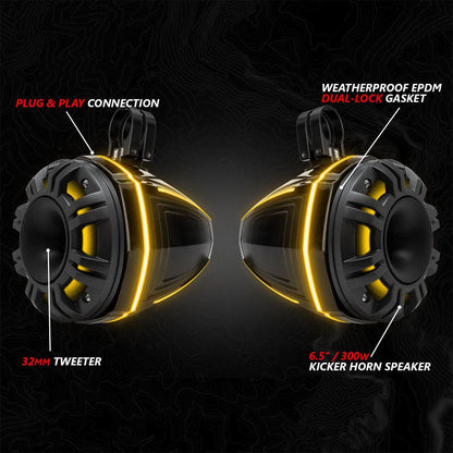 Polaris RZR Pro Series Phase-6 K-Spec 5-Speaker 1400watt System with JVC