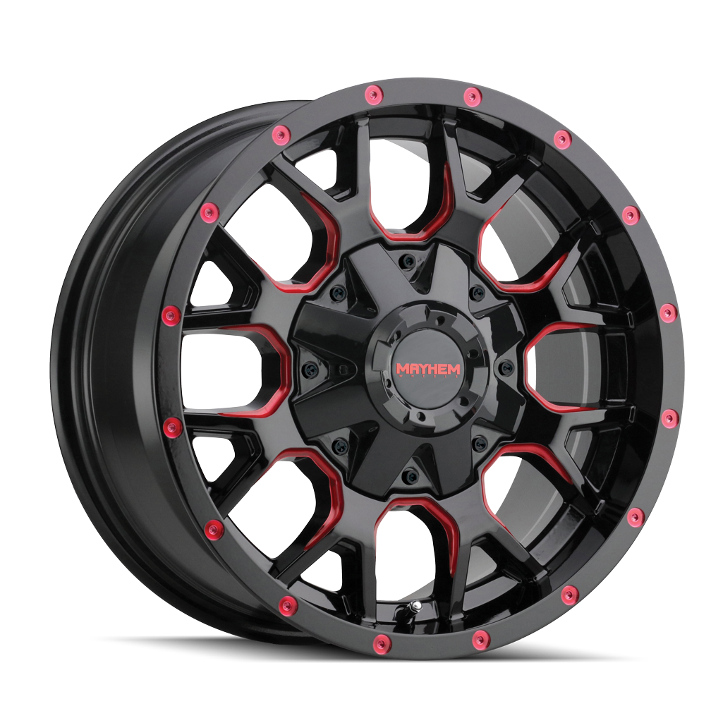 MAYHEM MAYHEM WARRIOR 8015 GLOSS BLACK MILLED PRISM RED 20X9 6-135/6-139.7 0MM 106MM