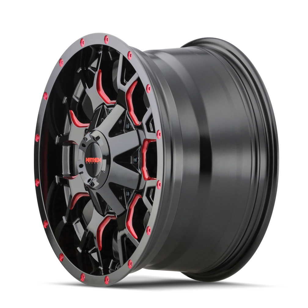 MAYHEM MAYHEM WARRIOR 8015 GLOSS BLACK MILLED PRISM RED 17X9 5-127/5-139.7 18MM 87MM