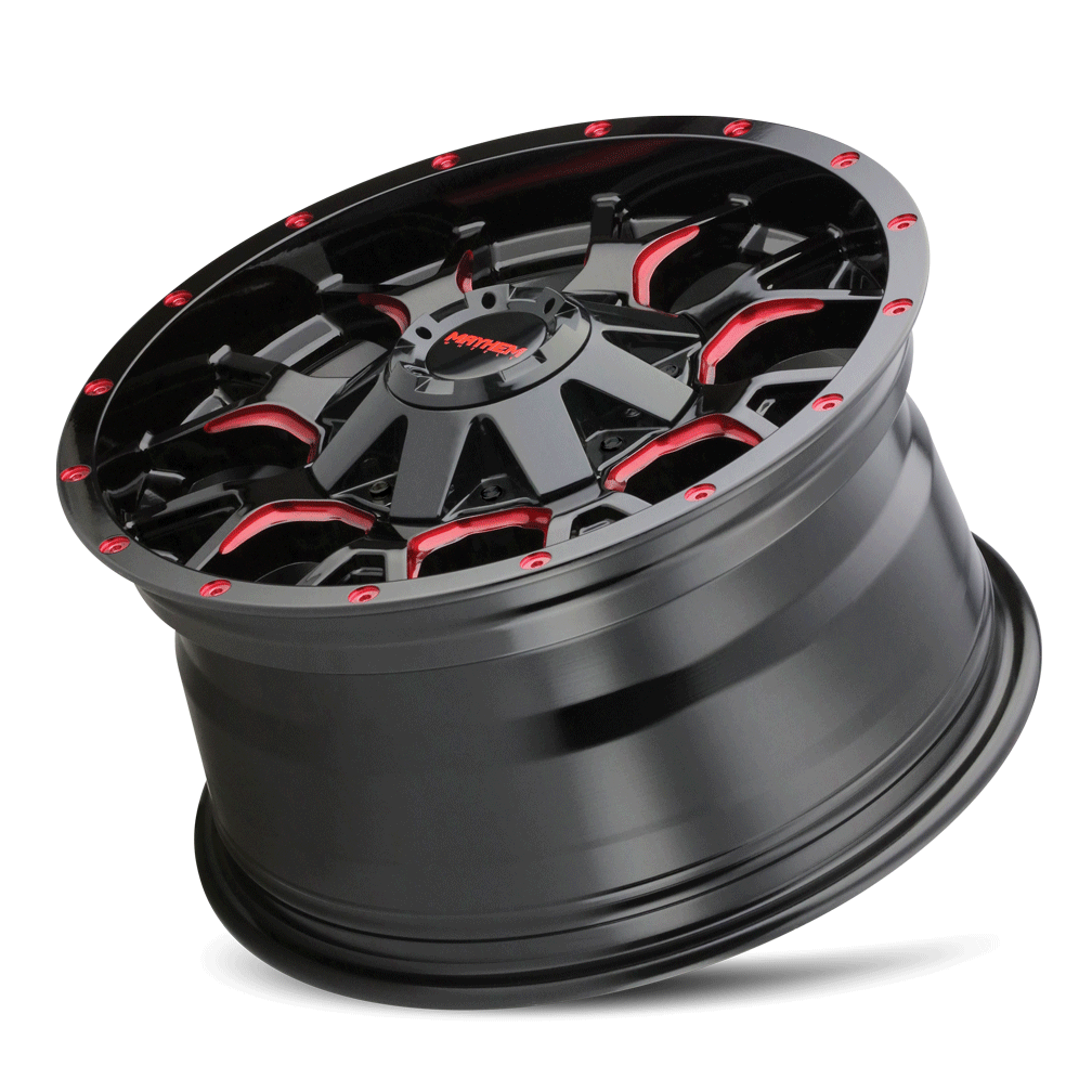 MAYHEM MAYHEM WARRIOR 8015 GLOSS BLACK MILLED PRISM RED 20X9 5-127/5-139.7 0MM 87MM