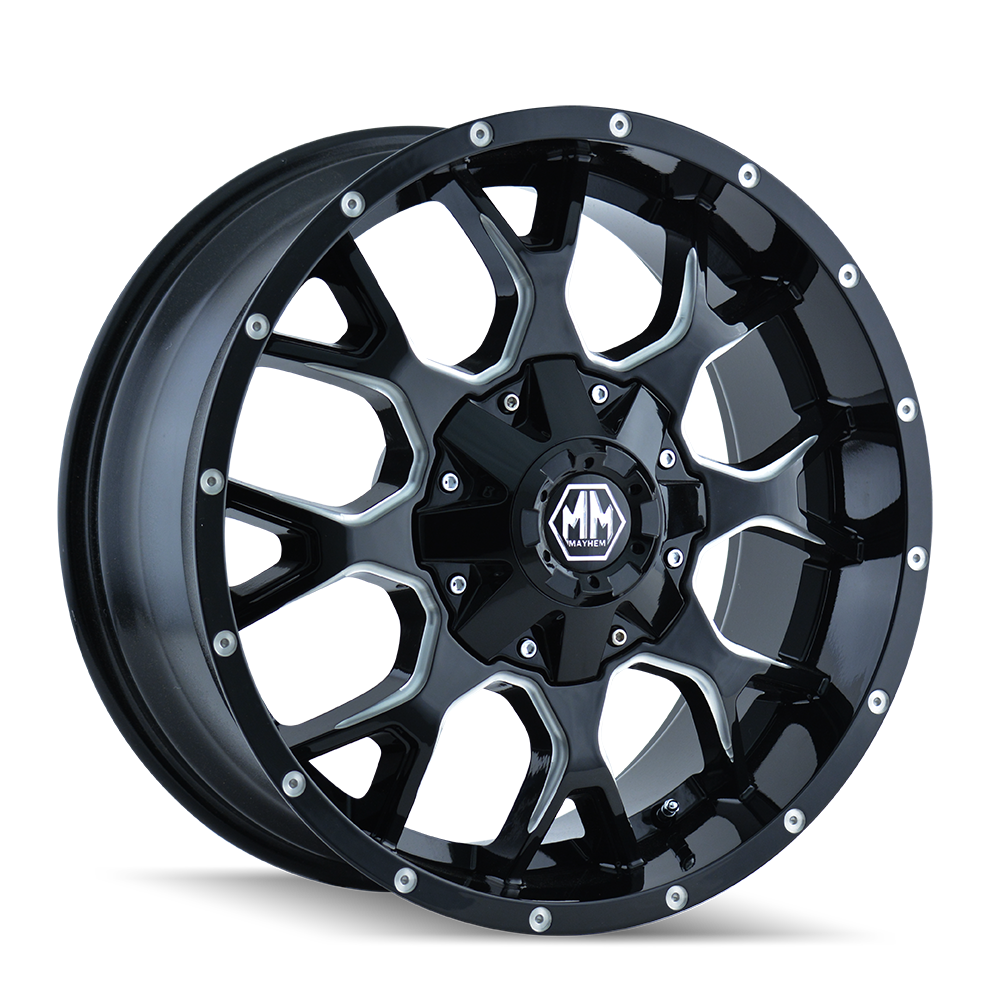 MAYHEM MAYHEM WARRIOR 8015 GLOSS BLACK MILLED 20X9 8-180 18MM 124.1MM